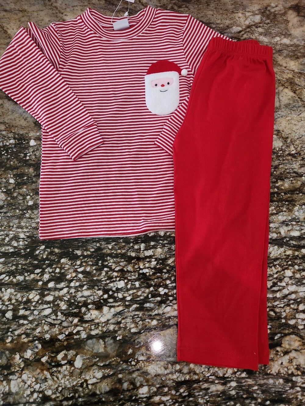 Children's Red Striped Santa Pocket Set. Sz 4/5